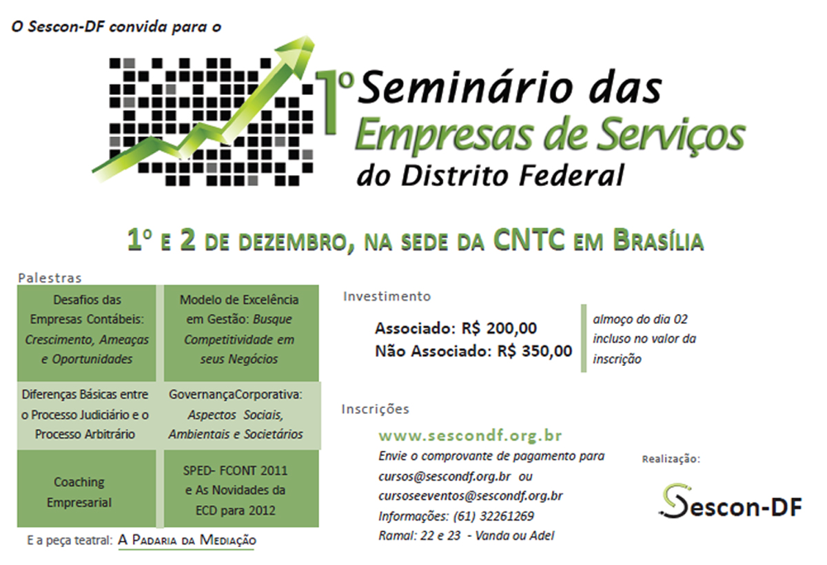 1º Seminário das  empresas de serviços do DF com inscrições abertas