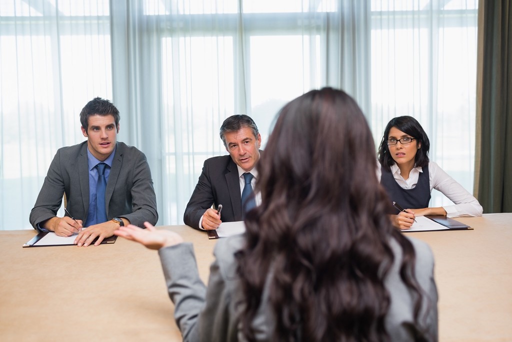 Woman being interviewed for new job