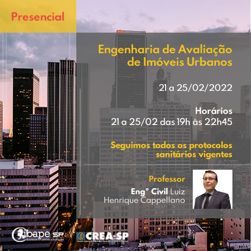 Curso de engenharia de avaliações de imóveis urbanos é destaque na programação de fevereiro do IBAPE/SP
