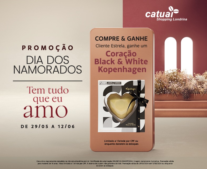 Compre & Ganhe, com chocolate da Kopenhagen, marca o Dia dos Namorados no Catuaí